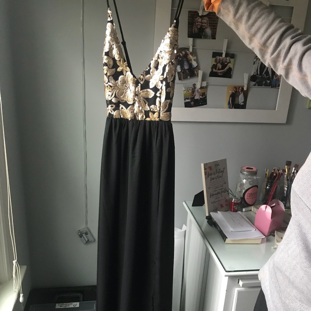 Black with Gold sequin formal dress
